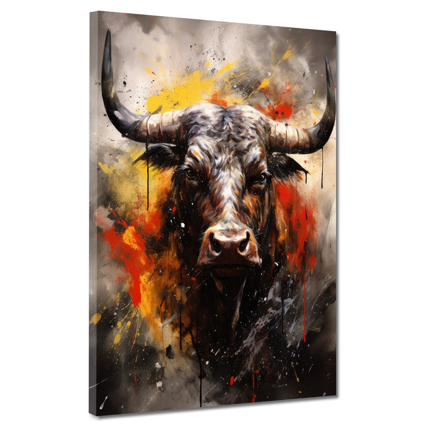 Quadro Toro con sfondo astratto, animali