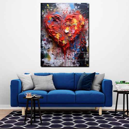 Quadro astratto cuore Paint Style