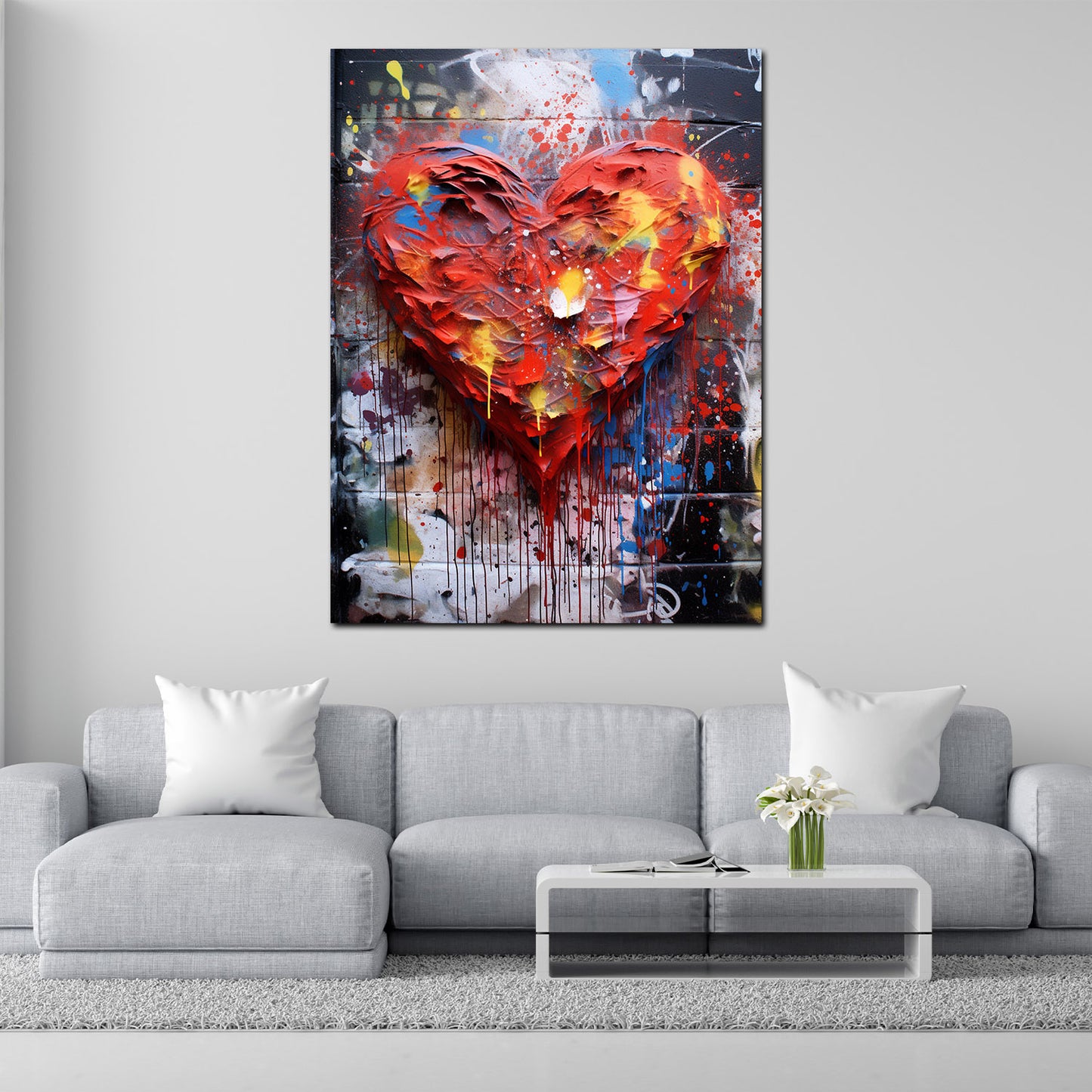 Quadro astratto cuore Paint Style