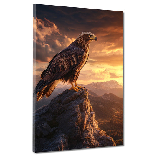 Quadro aquila tramonto roccia potenza eleganza montagna