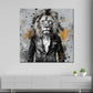 Quadro astratta leone in abito arte pop moderna