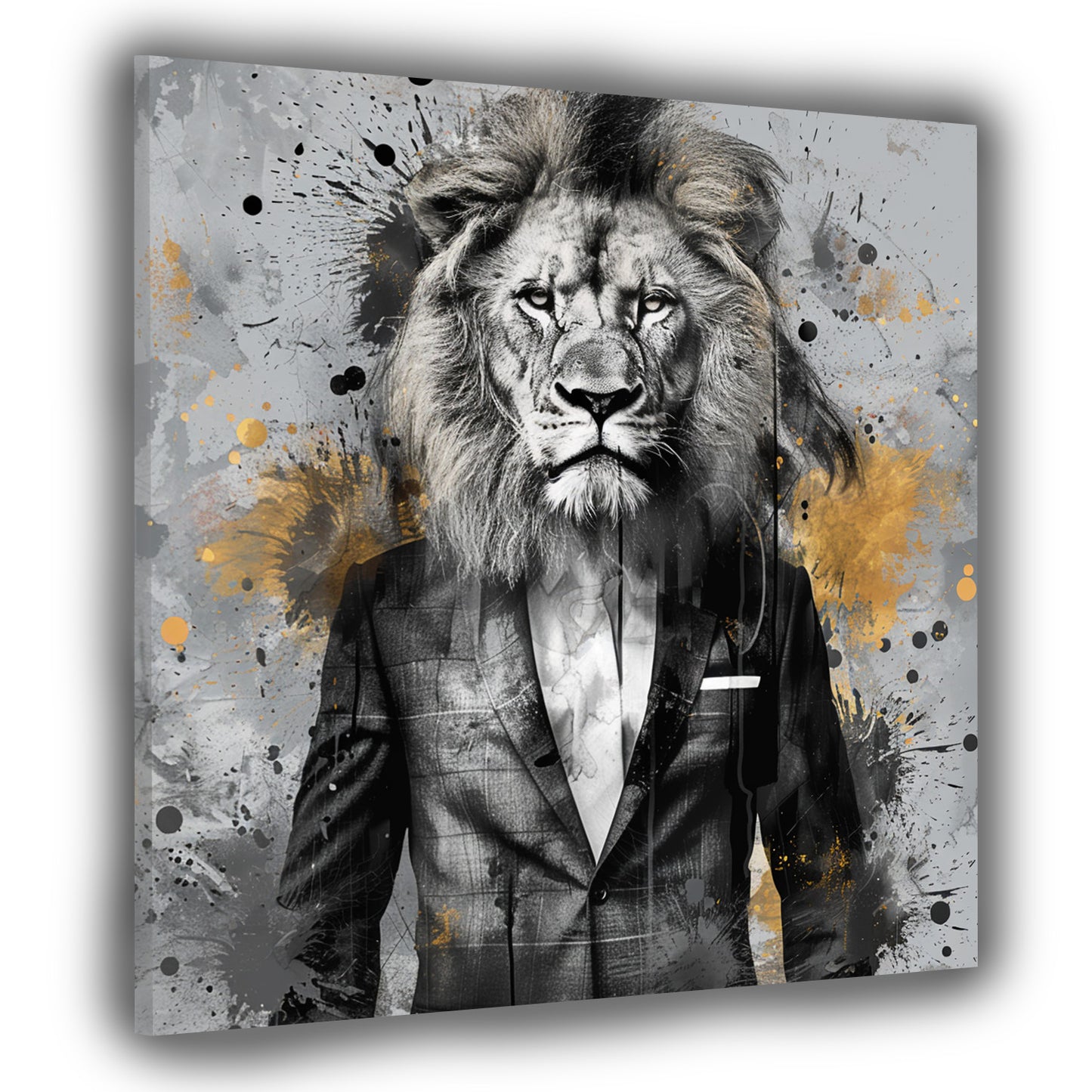 Quadro astratta leone in abito arte pop moderna