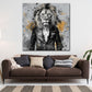 Quadro astratta leone in abito arte pop moderna