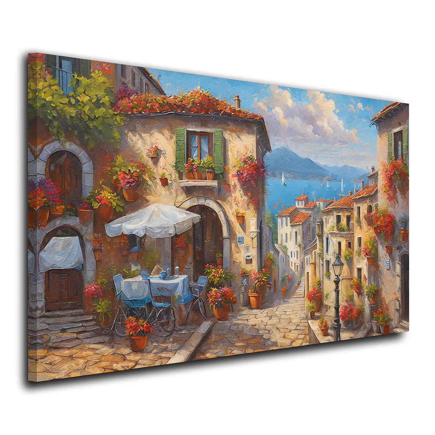 Quadro astratto Italia villaggio centro storico con vista mare