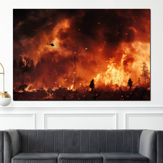 Quadro astratto Pompieri in mezzo alle fiamme