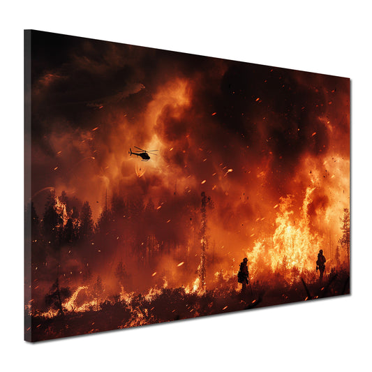 Quadro astratto Pompieri in mezzo alle fiamme