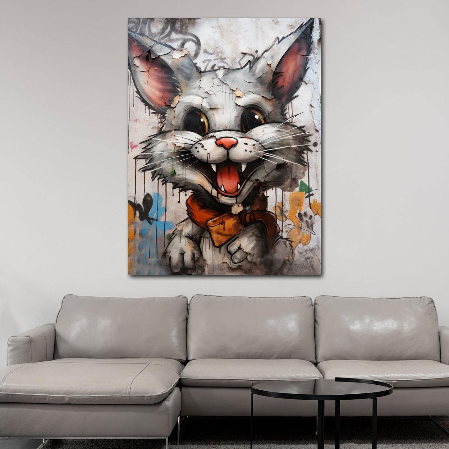 Quadro astratto Pop Art White Cat, gatto