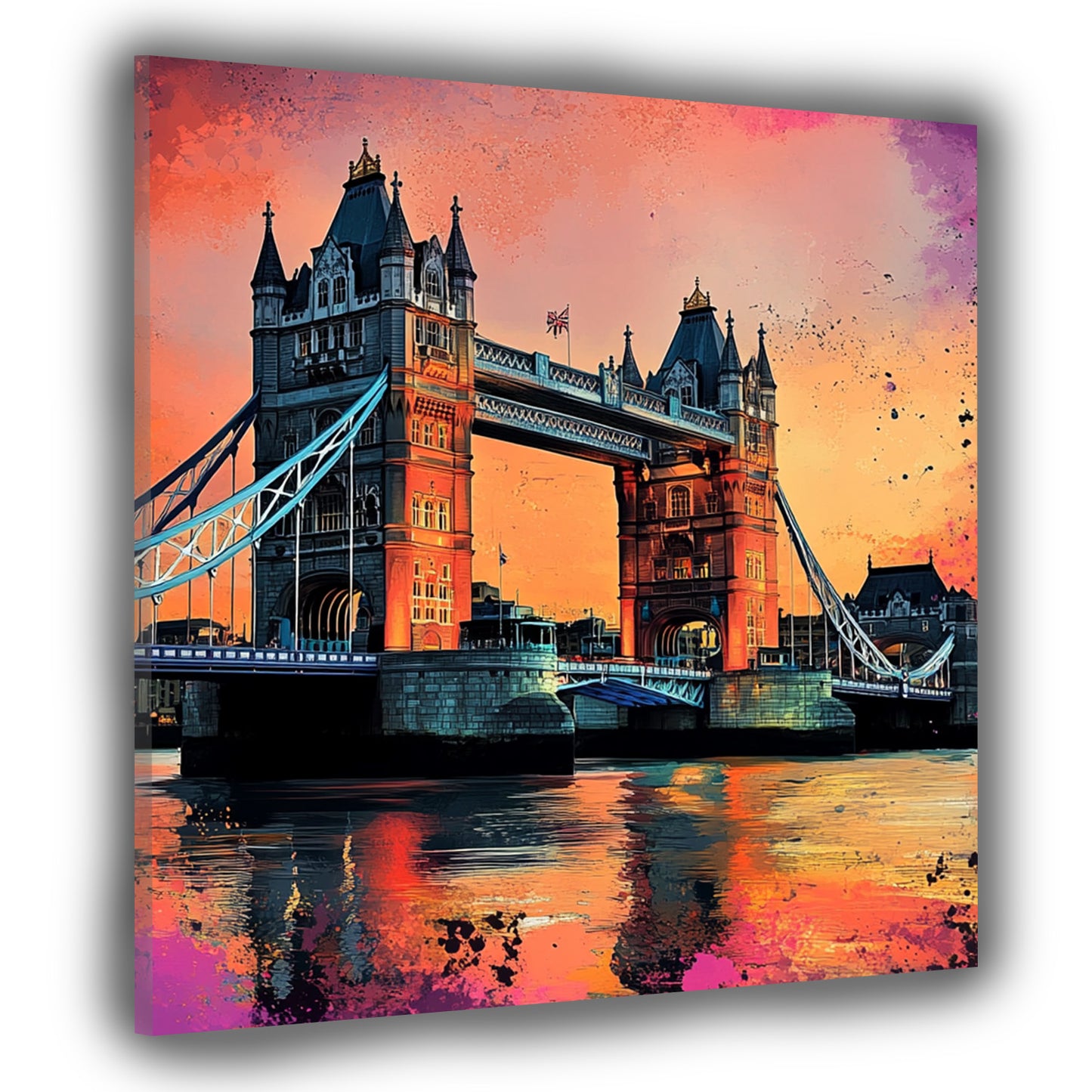 Quadro astratto Tower Bridge Londra skyline arte Pop Art moderna