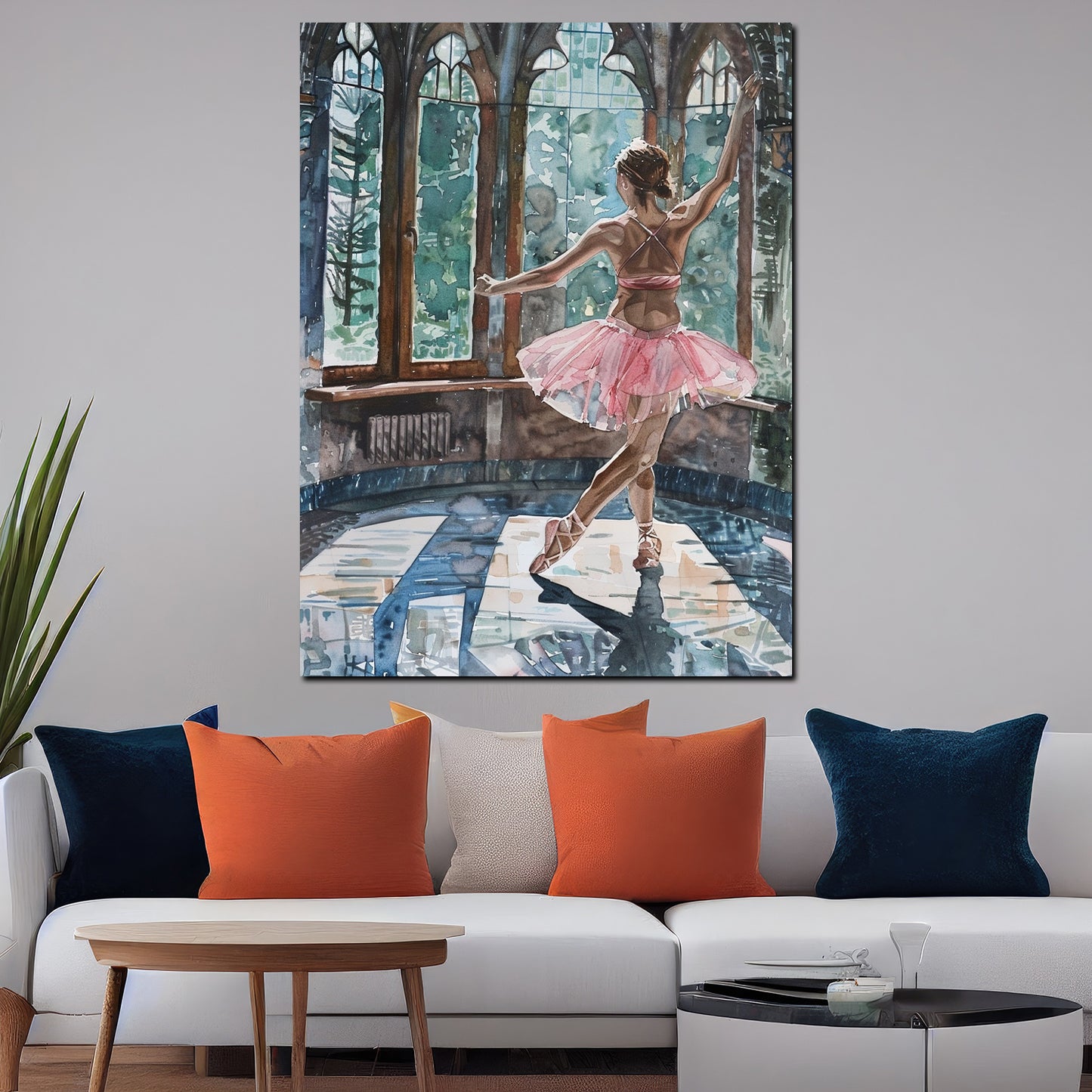 Quadro astratto ballerina in una stanza illuminata dal sole