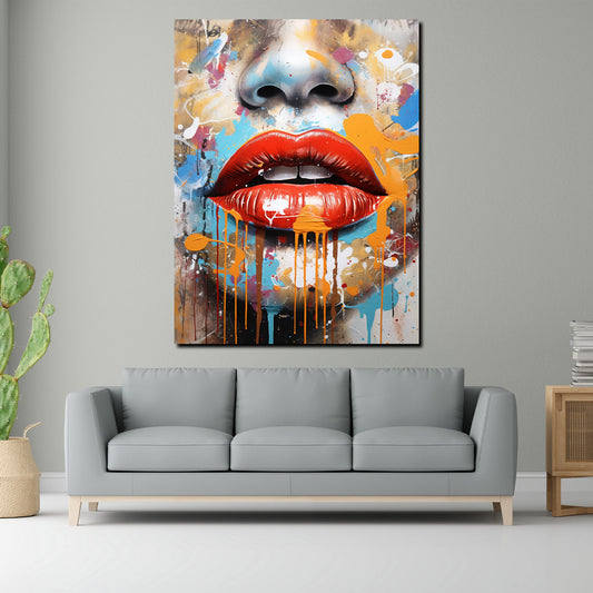 Quadro astratto bellissimo labbra rosse
