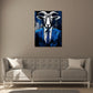 Quadro astratto capra in abito blu pop art