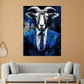 Quadro astratto capra in abito blu pop art