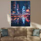 Quadro astratto città New York luci notturne metropolitane moderne