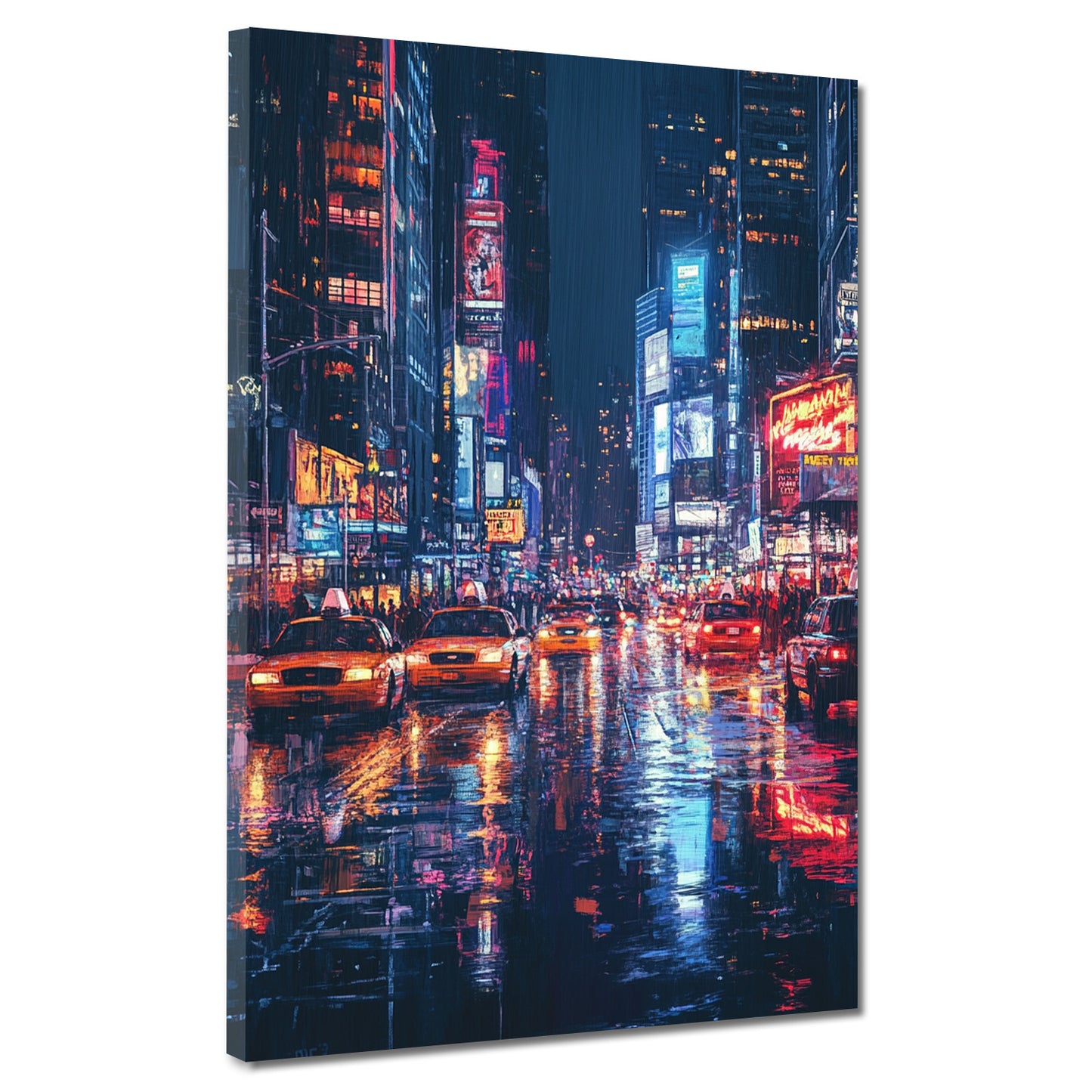 Quadro astratto città New York luci notturne metropolitane moderne