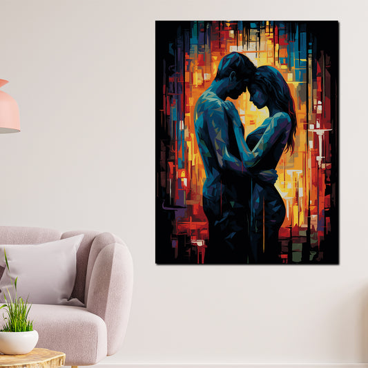 Quadro astratto coppia amore intimità moderno