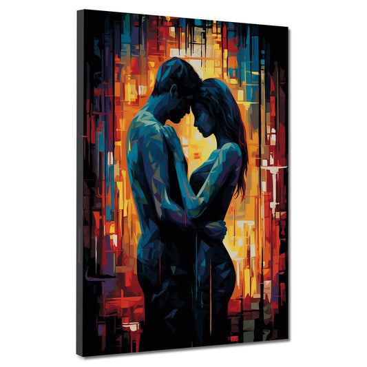 Quadro astratto coppia amore intimità moderno