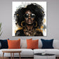 Quadro astratto donna con afro e occhiali da sole