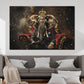Quadro astratto elefante reale con corona su trono lussuoso