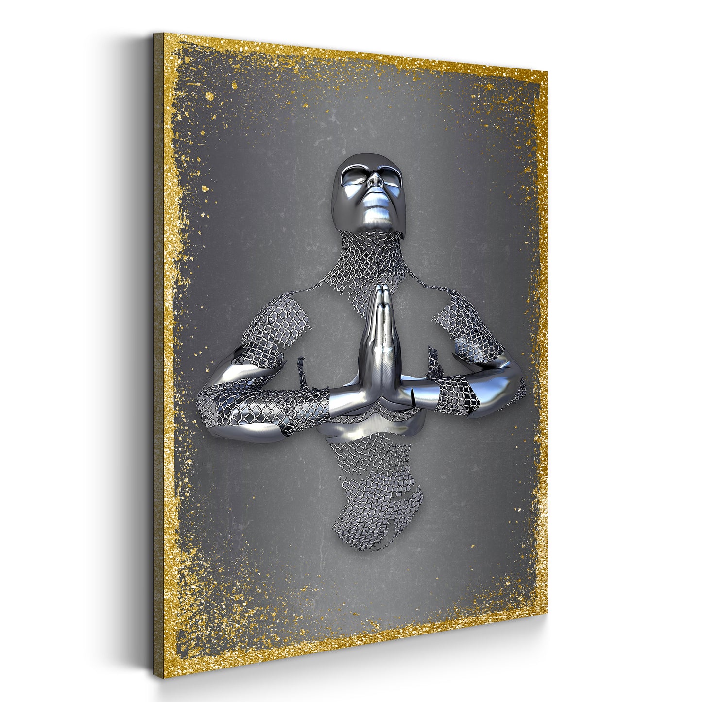 Quadro astratto figura stile metallo Praying Arte murale metallica body