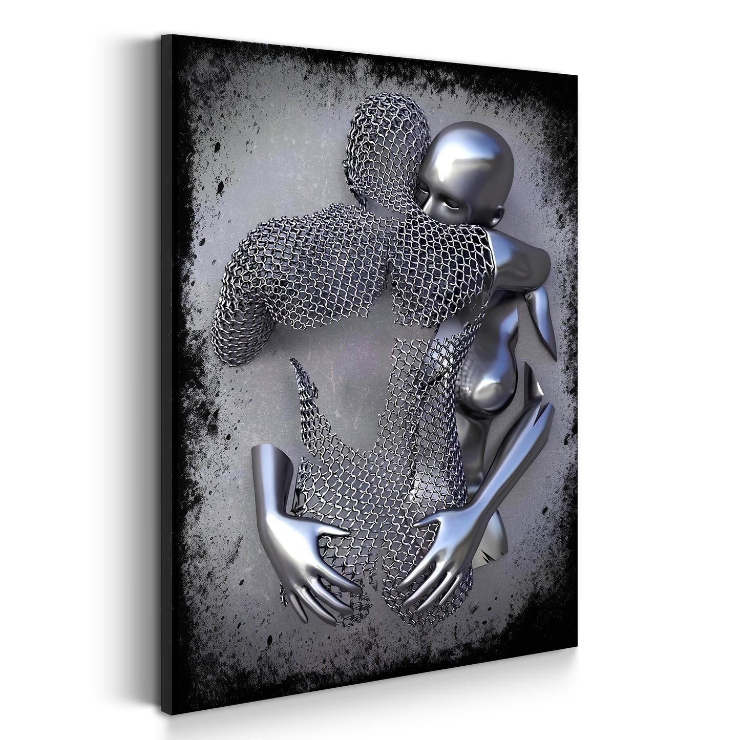 Quadro astratto figure stile metallo Love Arte murale metallica body