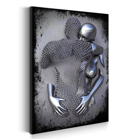 Quadro astratto figure stile metallo Love Arte murale metallica body
