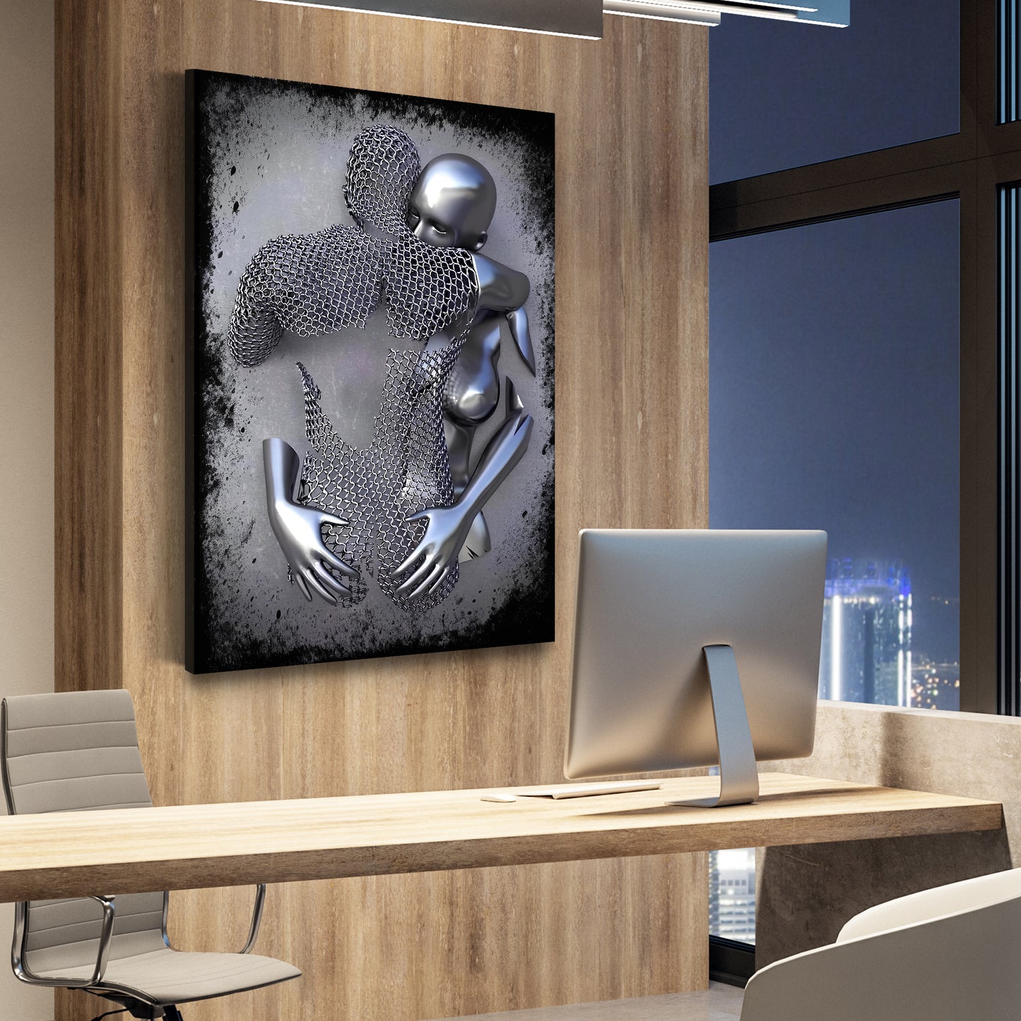 Quadro astratto figure stile metallo Love Arte murale metallica body
