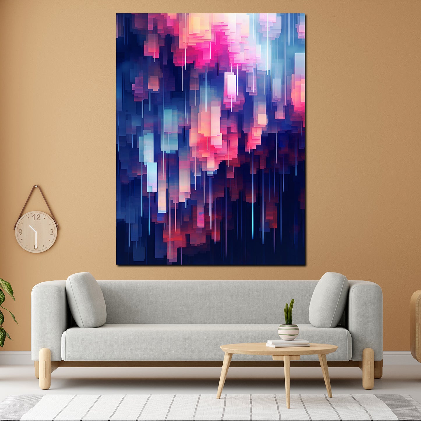 Quadro astratto fusione di rosa e blu