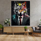 Quadro astratto lupo in abito, Splatter Black Style