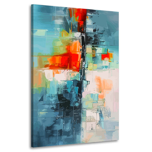 Quadro astratto moderno colorato blu rosso turchese