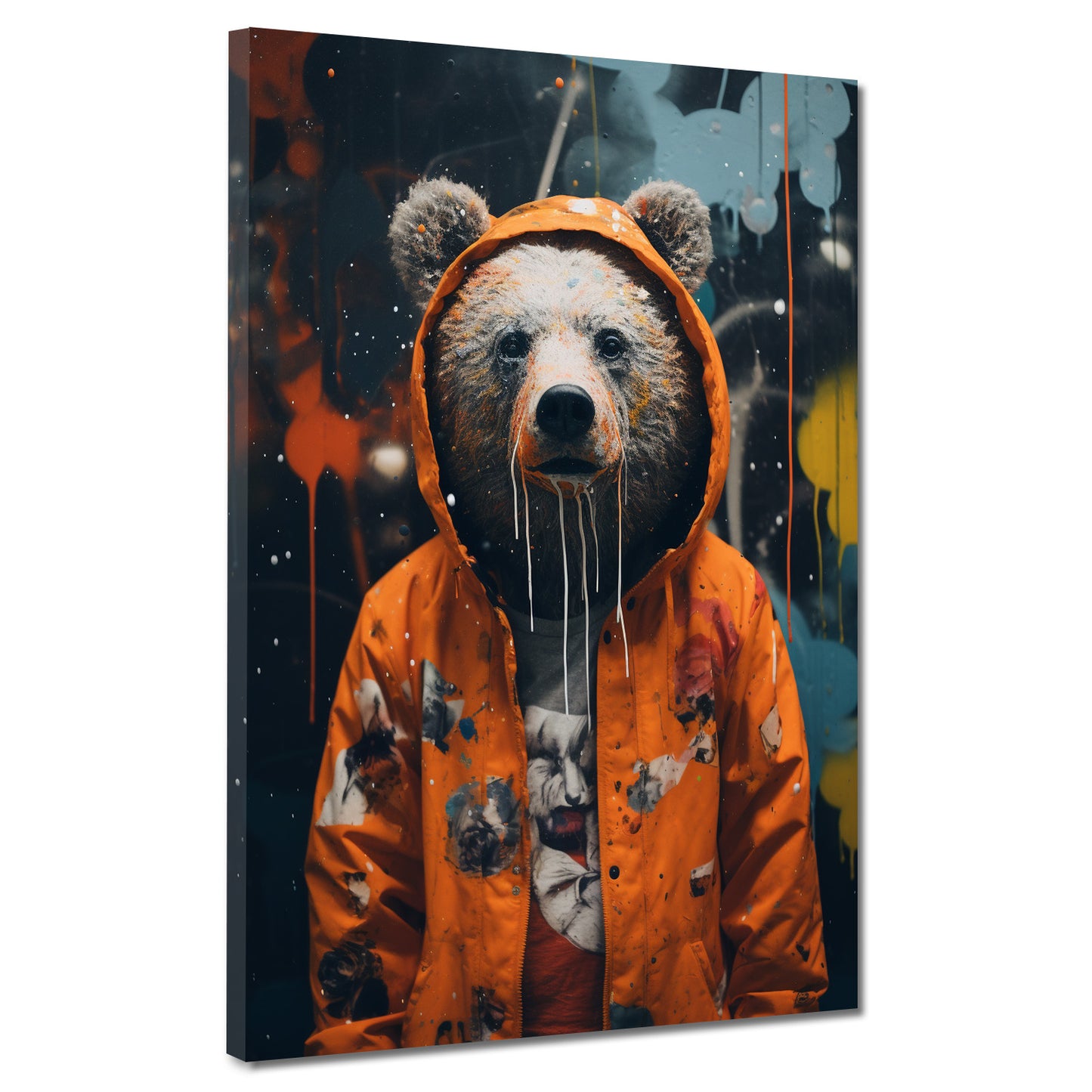 Quadro astratto orso in impermeabile Pop Art