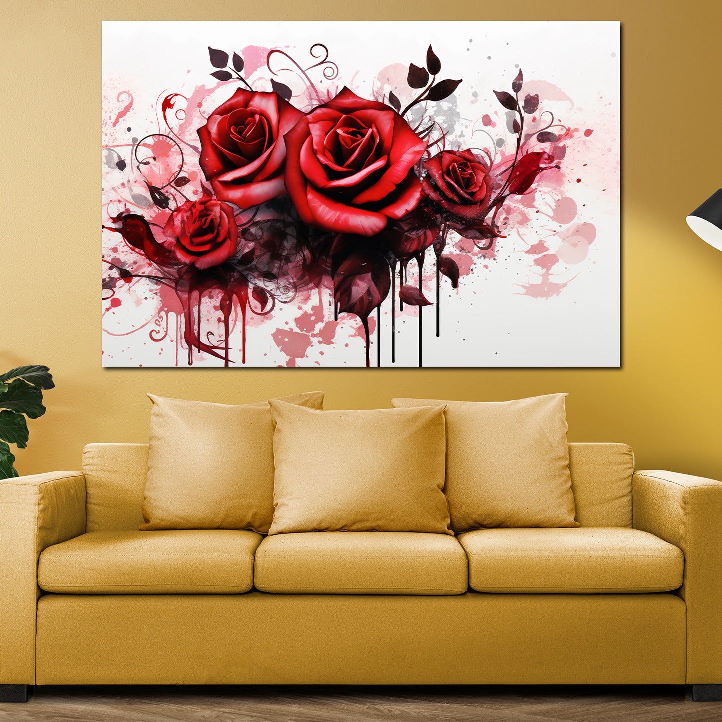 Quadro astratto rose rosse