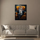 Quadro astratto spiderman con cuffie