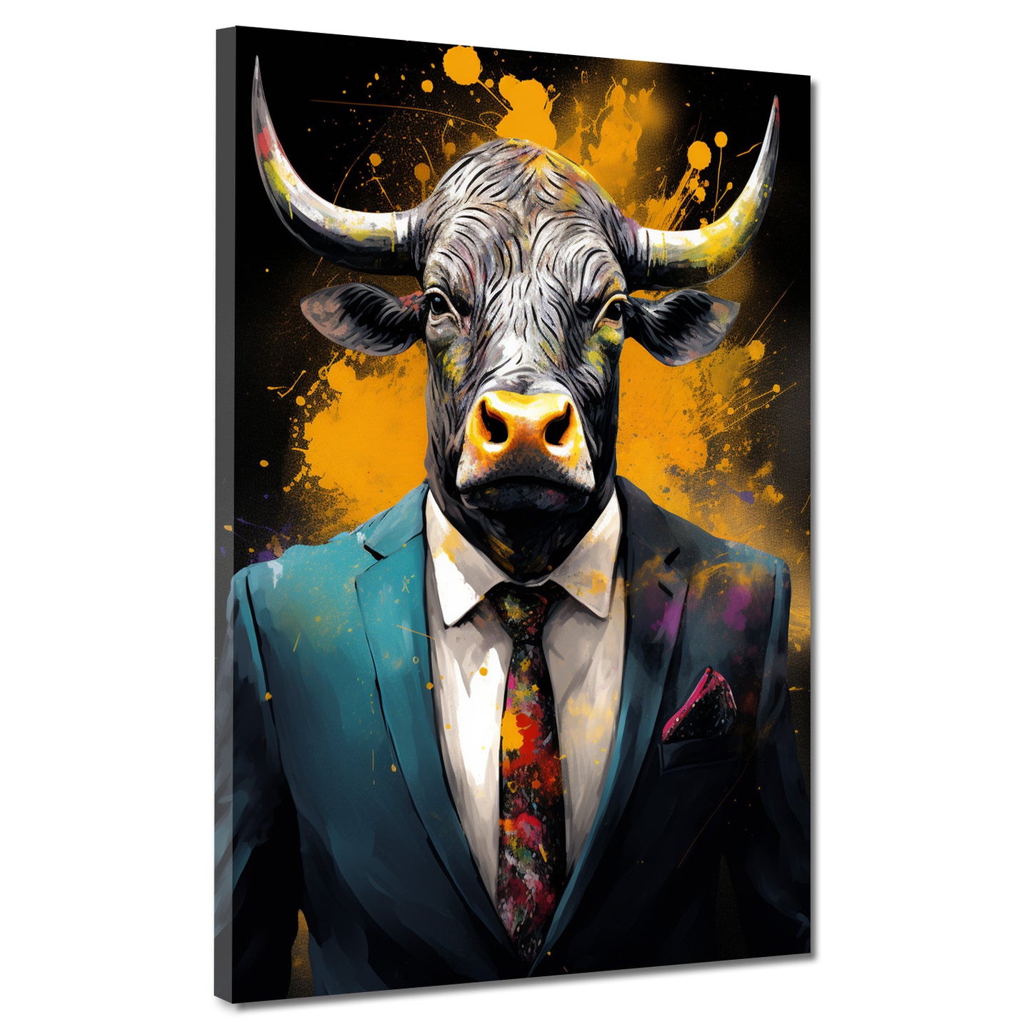 Quadro astratto toro in abito Pop Art