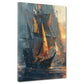Quadro astratto veliero al tramonto