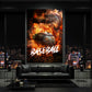 Quadro baseball con palla infuocata e fiamme