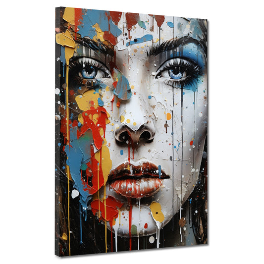 Quadro bella donna frontale Pop Art Stile astratto colore