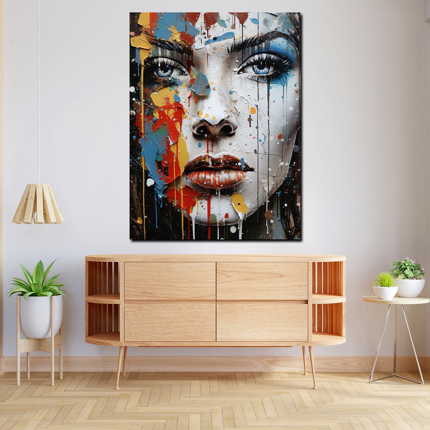 Quadro bella donna frontale Pop Art Stile astratto colore