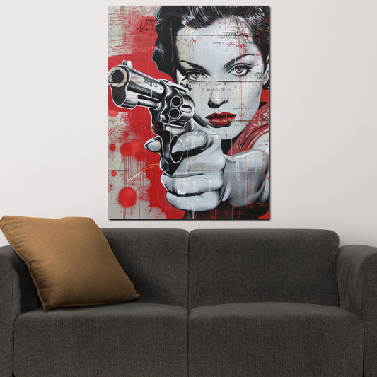 Quadro bella donna gun red style
