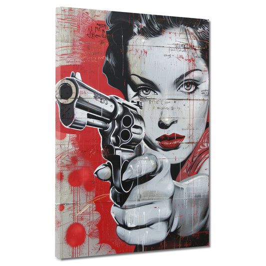 Quadro bella donna gun red style