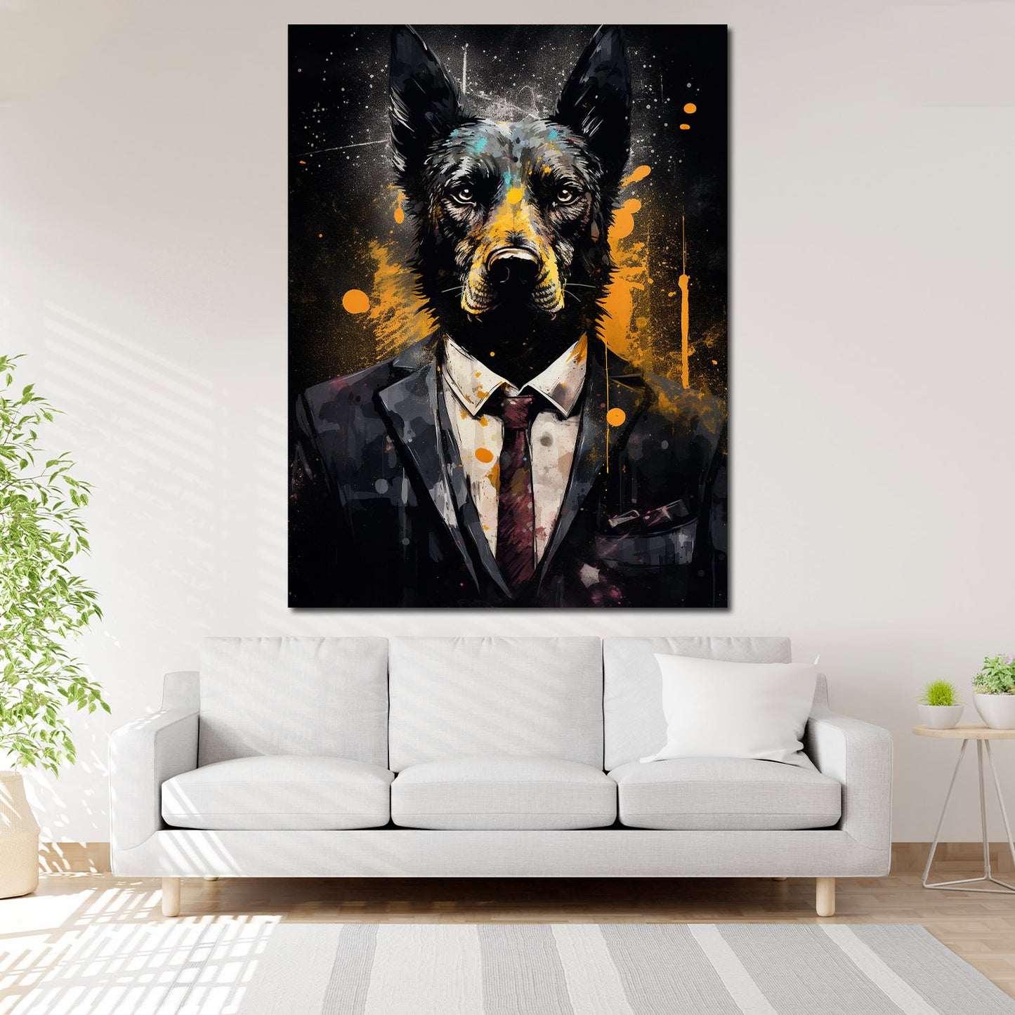 Quadro bellissimo cane in abito, Pop Art