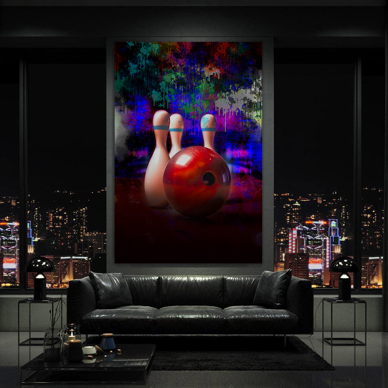 Quadro bowling artistico con colori bowlingpins