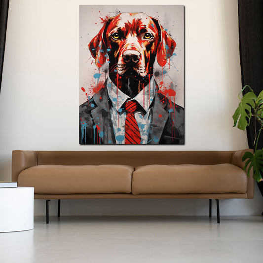 Quadro cane in abito Pop Art Red