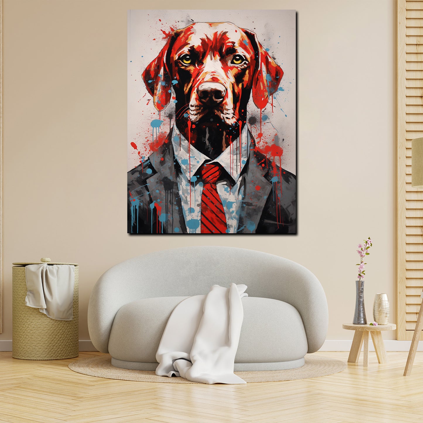 Quadro cane in abito Pop Art Red