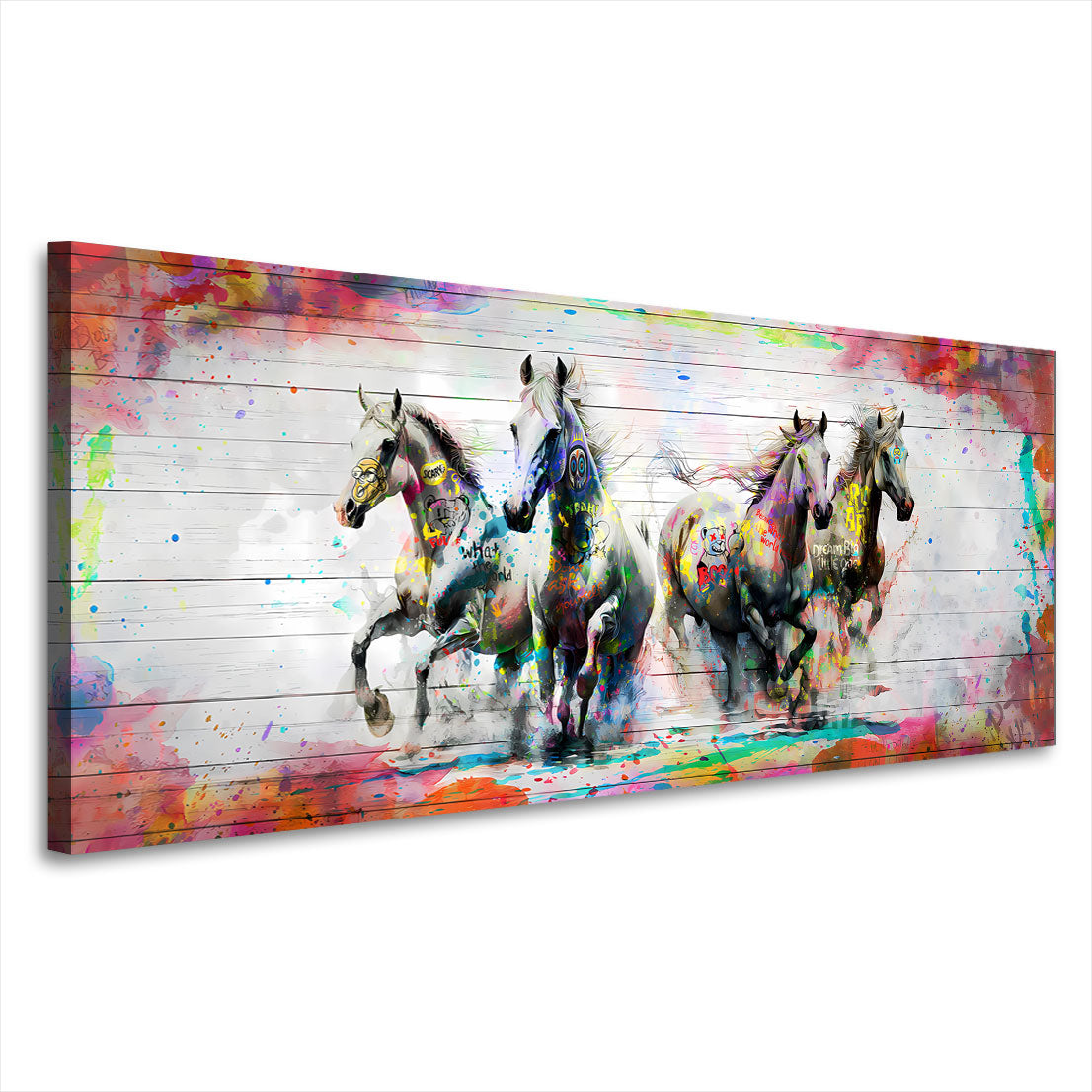 Quadro cavalli in corsa con design Pop Art colorato