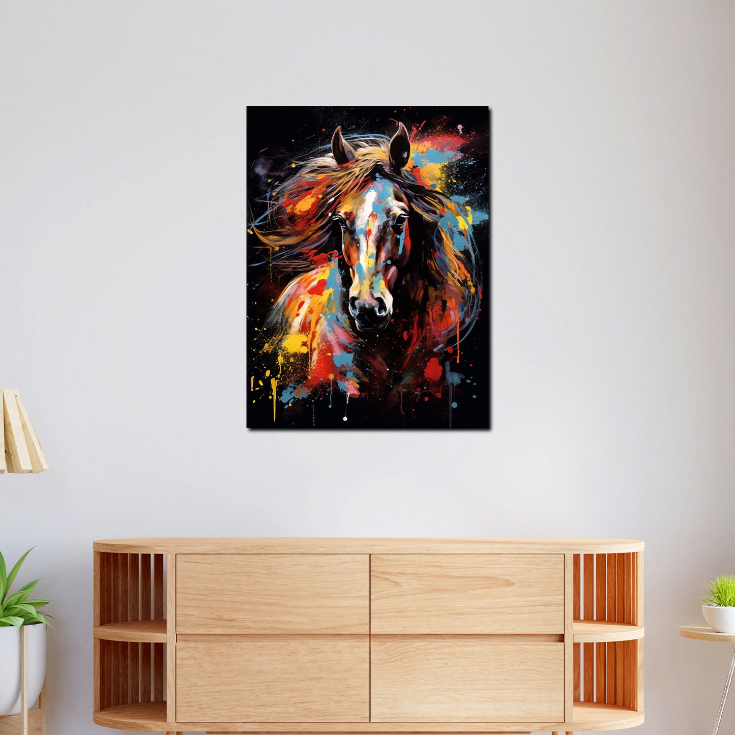 Quadro cavallo pop art frontale colour style