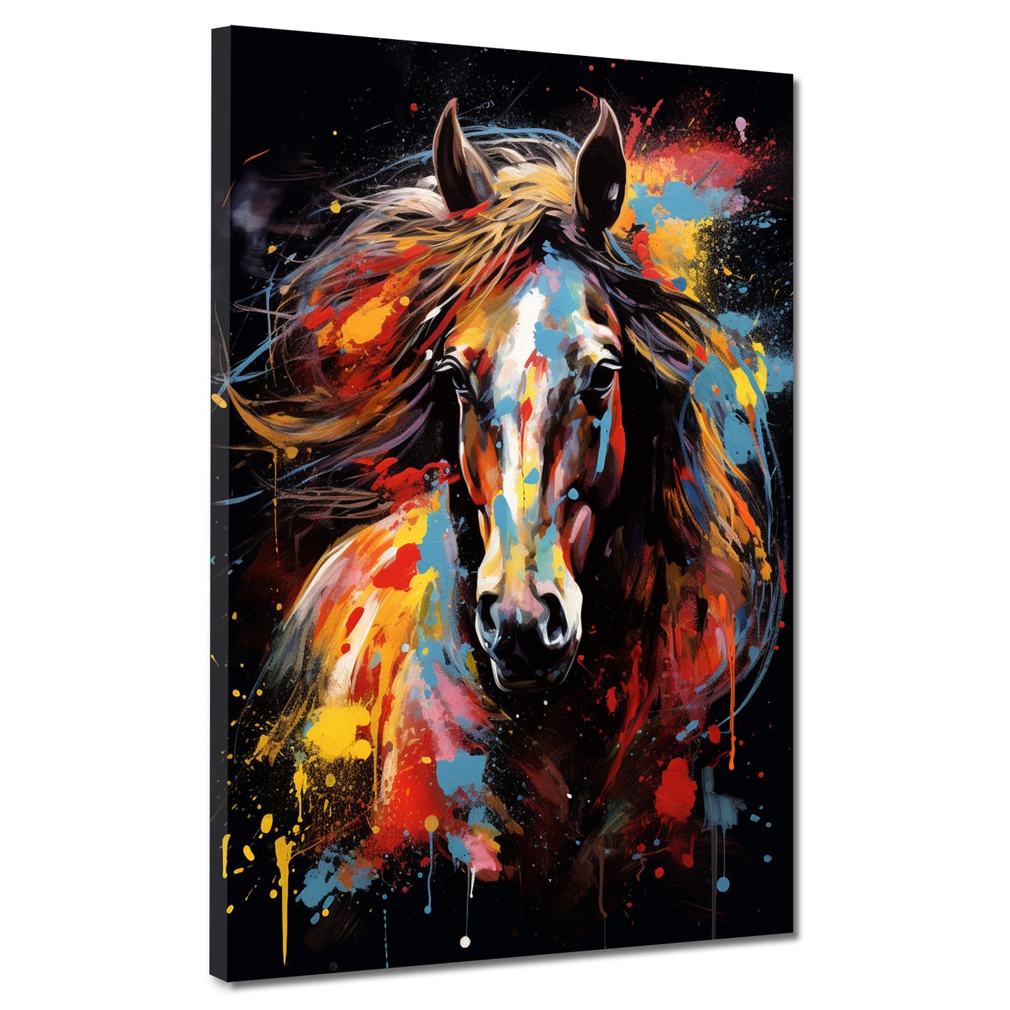 Quadro cavallo pop art frontale colour style