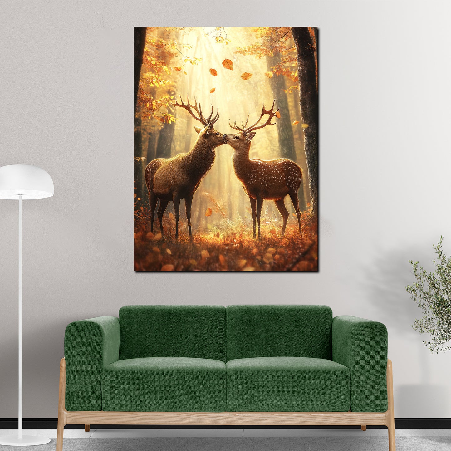 Quadro cervi foresta autunnale amore e natura