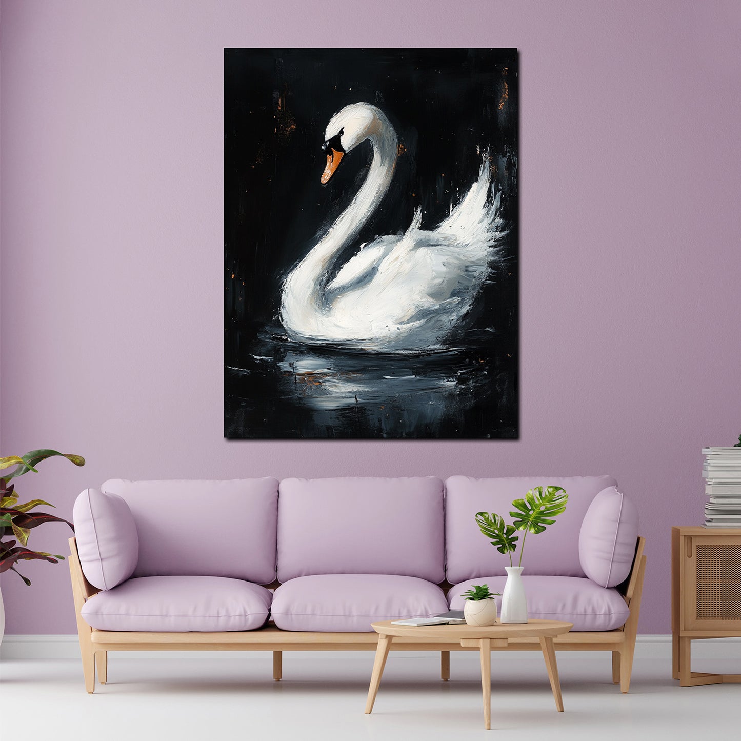 Quadro cigno elegante in acqua scura grazia natura stile moderno