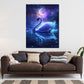 Quadro cigno sognante sotto la luna magia acqua stelle moderno