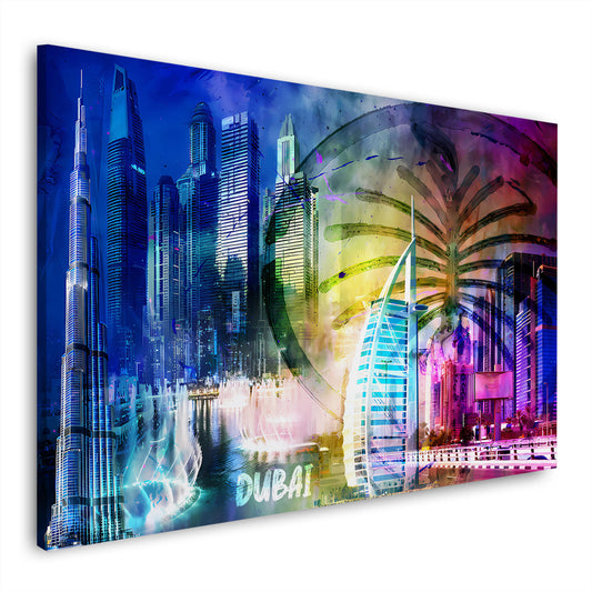 Quadro città Dubai skyline architettura pop art moderna